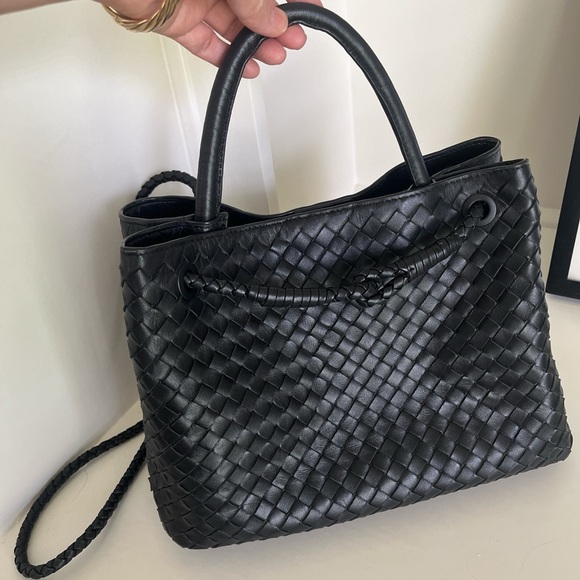 Black Genuine leather Woven Satchel Bag - Picture 6 of 13